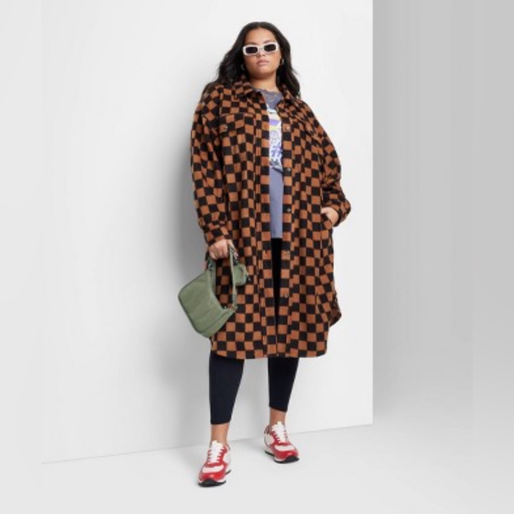 Ascot + Hart for Target Checkered Graphic Shirt Shacket Size 3X Plus
